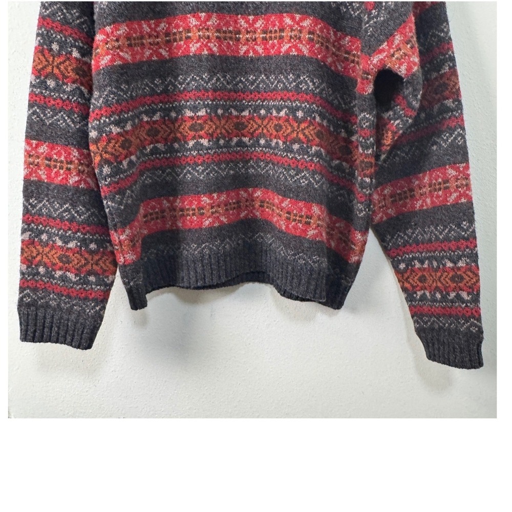 Vintage 90s Club Room Shetland Wool Fair Isle Nordic Grandpa Sweater Mens L - Picture 4 of 9